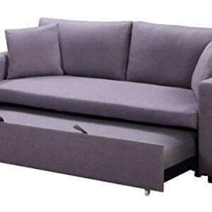 Canapé Convertible 3 Places Menzzo Saphir Tissu Gris Clair