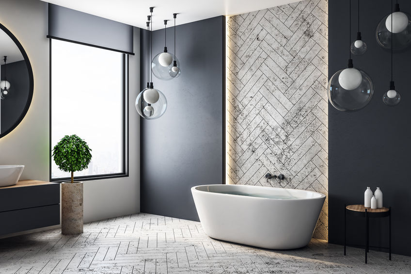 Contemporary bathroom with copyspace